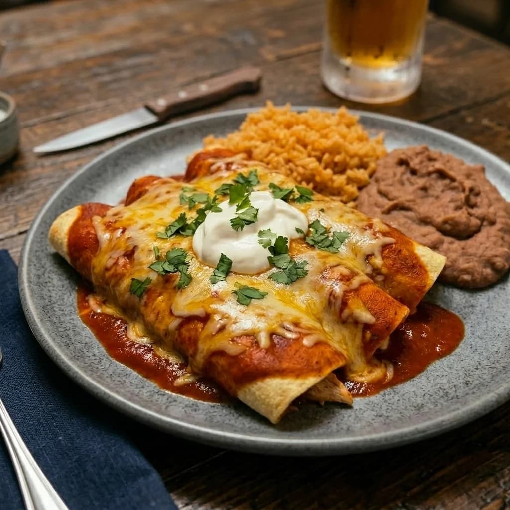 Style Kit example — enchiladas on restaurant table